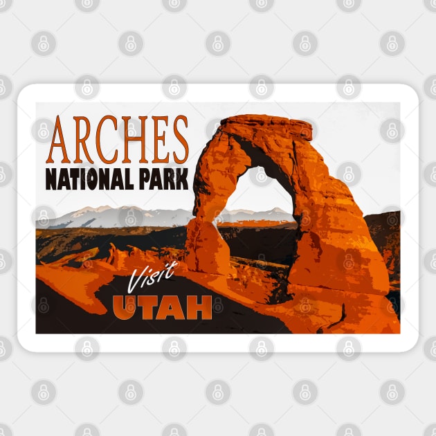 Beautifully Restored Vintage Travel Advertisement Print To Arches National Park In Utah Sticker by vintageposterco